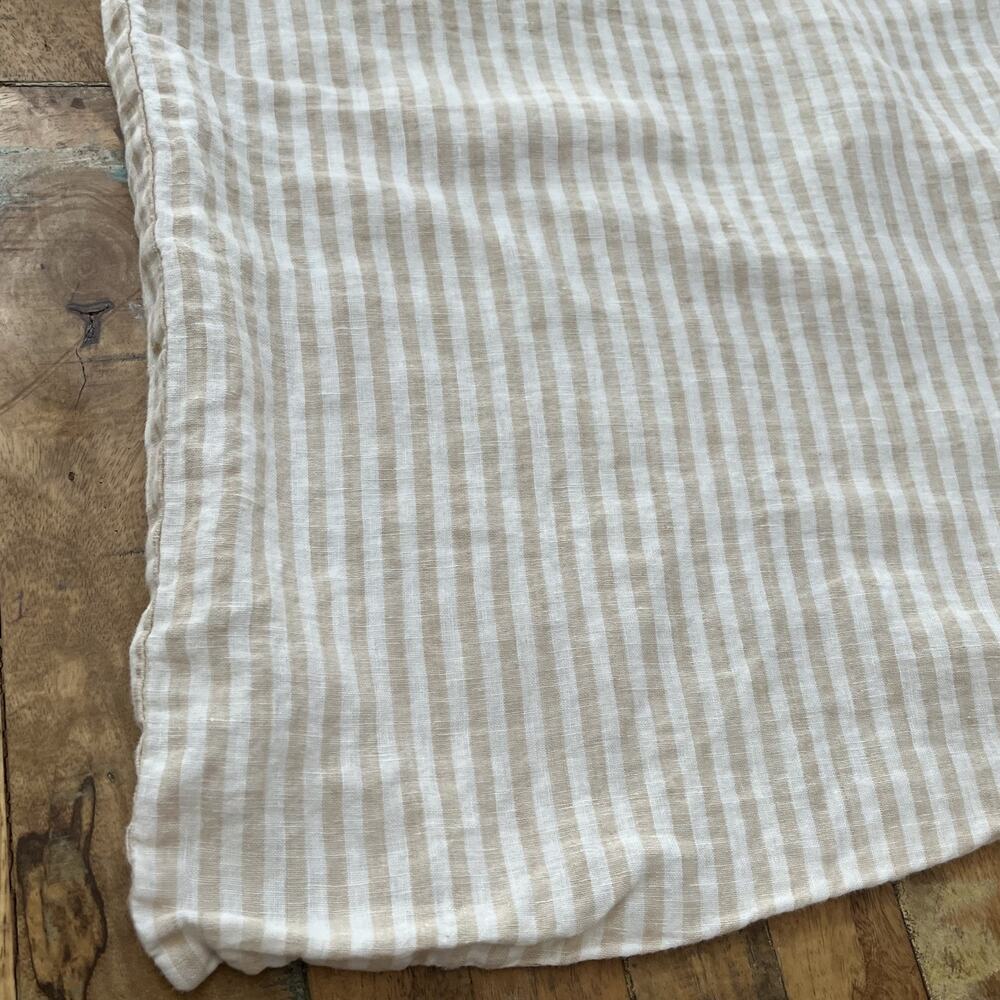 Quince King Pillow Shams Set of 2 100% Linen Striped beige & Ivory - Picture 2 of 9